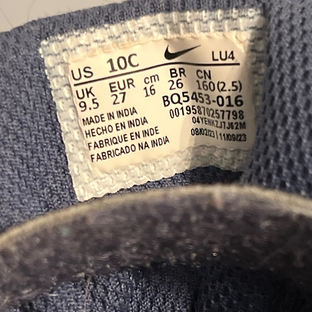 NIKE Court Borough Low 2 Sneakers 10 Toddler Blue Grey Boys Velcro Elastic Laces - Picture 7 of 9